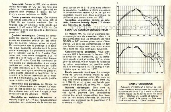 Autovox - 1975 -  Article Melody A777 - 2